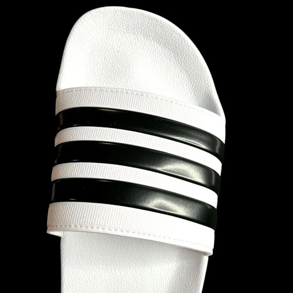 Adidas Men’s‎ Adilette Slide Sandals Size 12 White-Black Lightweight Comfortable